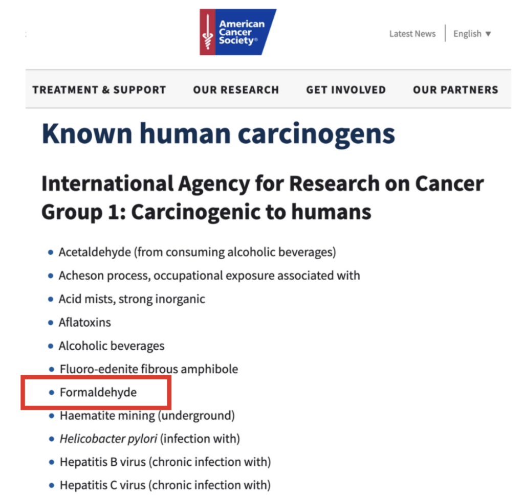Known Human Carcinogens - Formaldehyde as a Carcinogen to Humans