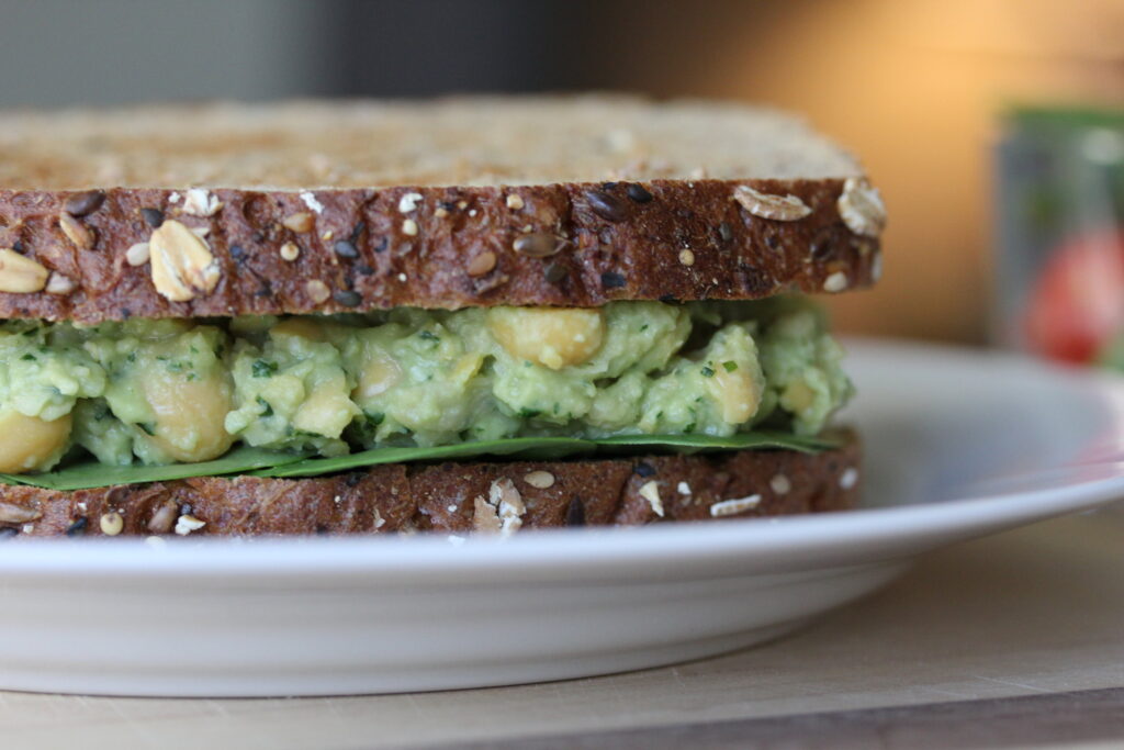 Smashed Avocado, Chickpea, Pesto Sandwiches are a delicious way to fill up on fiber!