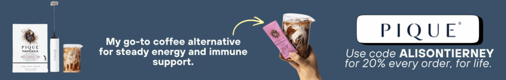 Go-to coffee alternative, Pique Nadaka, 20% off for life with code ALISONTIERNEY